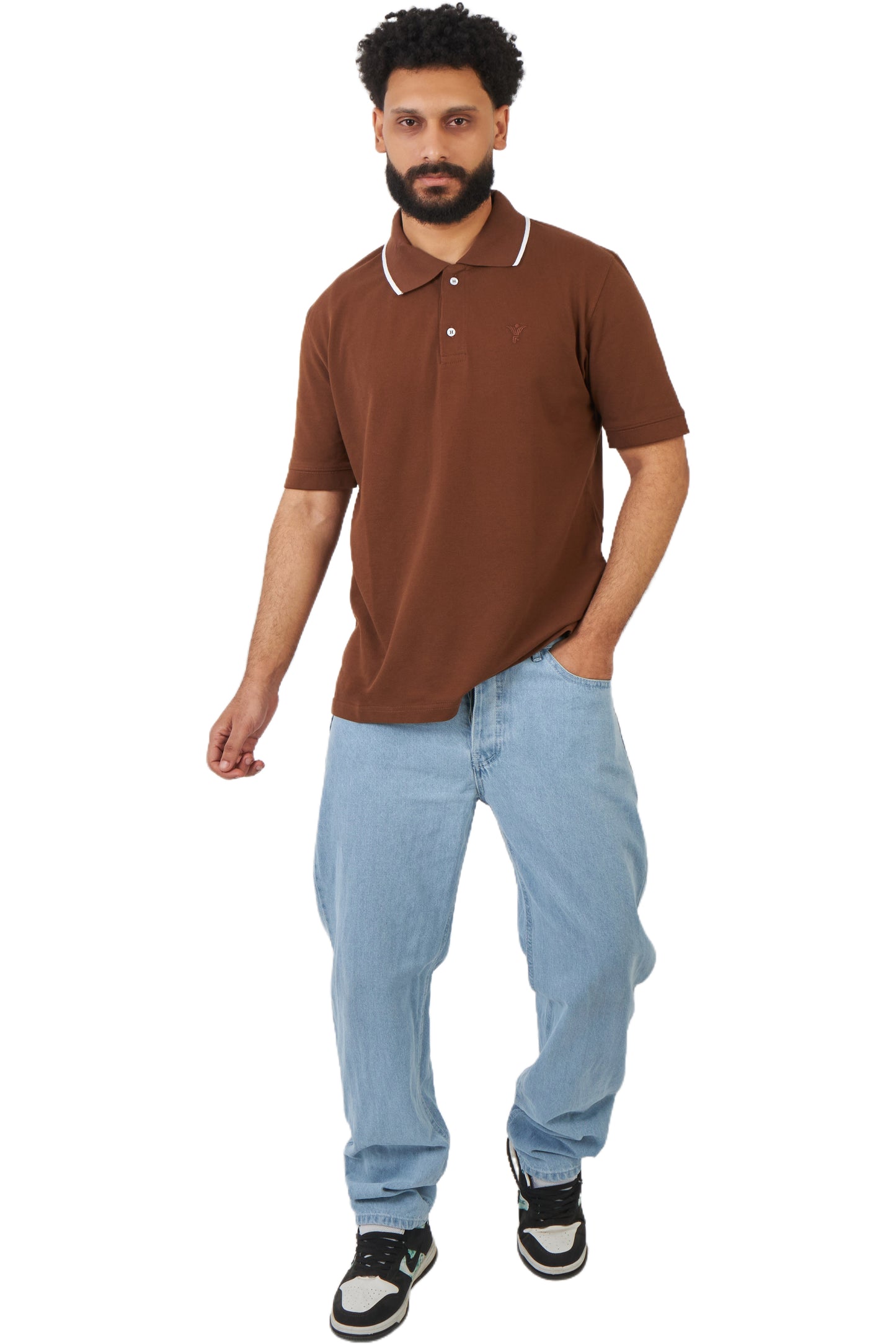 brown design polo shirt