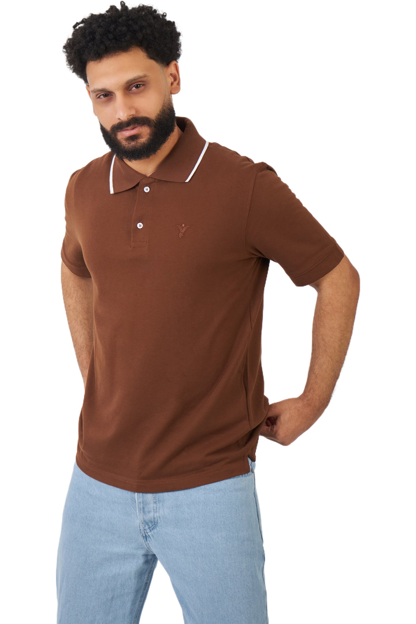 brown design polo shirt