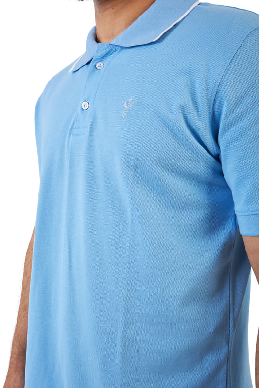 baby blue polo shirt